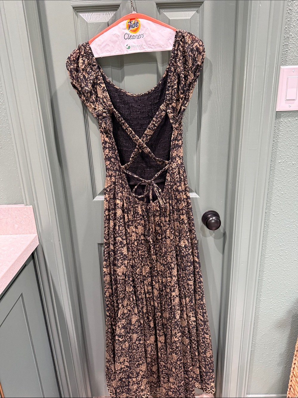 Free People Ultraviolet Dress Black and Gold Floral Maxi - Picture 5 of 7